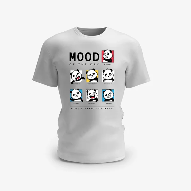 Trendy Togs Panda Mood of the Week Cotton T-shirt - M, White