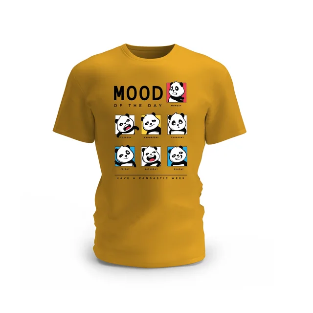 Trendy Togs Panda Mood of the Week Cotton T-shirt - XL, Yellow