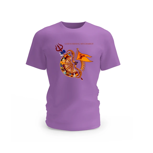 Trendy Togs God Is Riding My Chariot Graphic Cotton T-shirt - L, Purple
