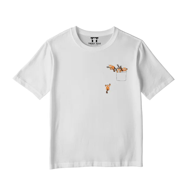 Trendy Togs Red Panda On Pocket Kid's Cotton T-shirt - 20, White