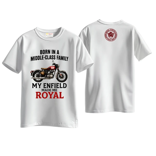 Trendy Togs Royal Enfirld Cotton Premium T-shirt - XS, White
