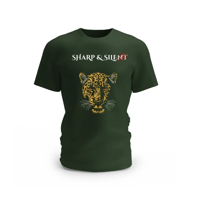 Trendy Togs Sharp & Silent Leopard Cotton T-shirt - M, Forest Green