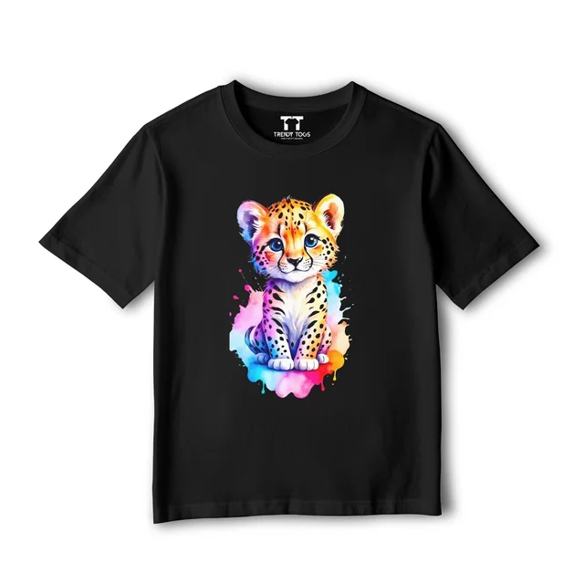 Trendy Togs Single Bengal Tiger Cub Kid's Cotton T-shirt - 20, Black