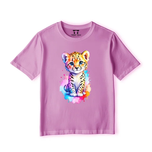 Trendy Togs Single Bengal Tiger Cub Kid's Cotton T-shirt - 20, Pink