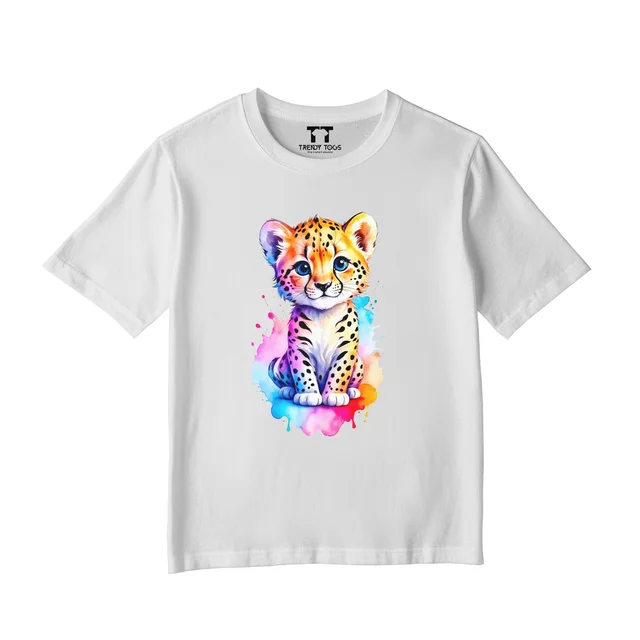 Trendy Togs Single Bengal Tiger Cub Kid's Cotton T-shirt - 20, White