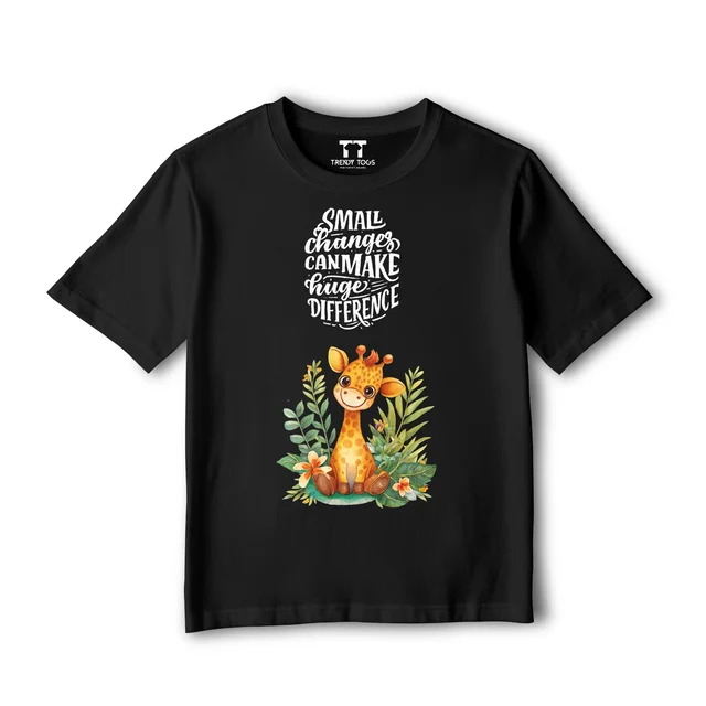 Trendy Togs Single Giraffe Kid's Cotton T-shirt - 20, Black