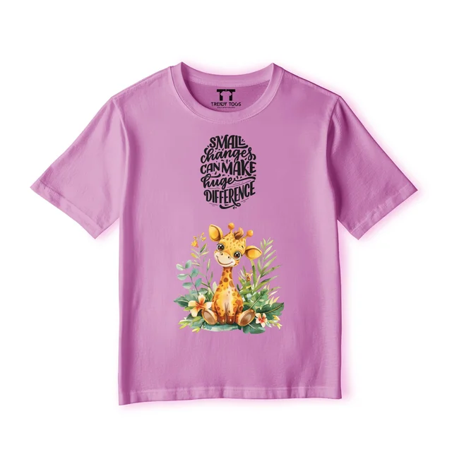 Trendy Togs Single Giraffe Kid's Cotton T-shirt - 20, Pink
