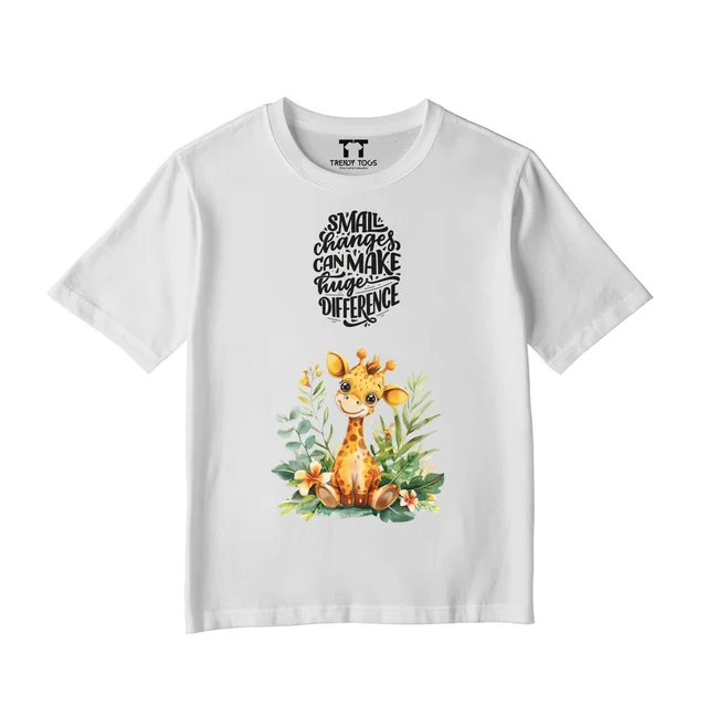 Trendy Togs Single Giraffe Kid's Cotton T-shirt - 26, White
