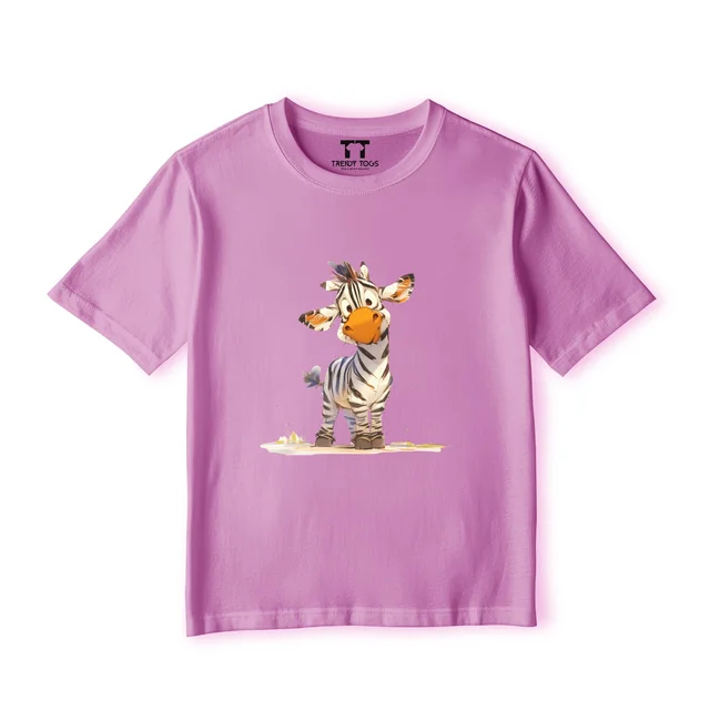Trendy Togs Single Zebra Kid's Cotton T-shirt - 20, Pink