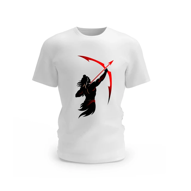 Trendy Togs Lord Rama's Arrow Design Cotton T-shirt - L, White