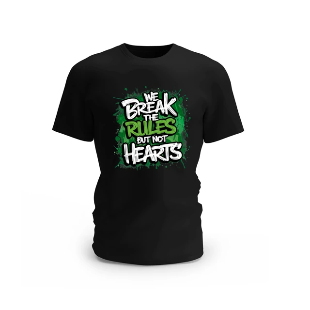 Trendy Togs We Break The Rule But Not Heart Cotton T-shirt - XL, Black
