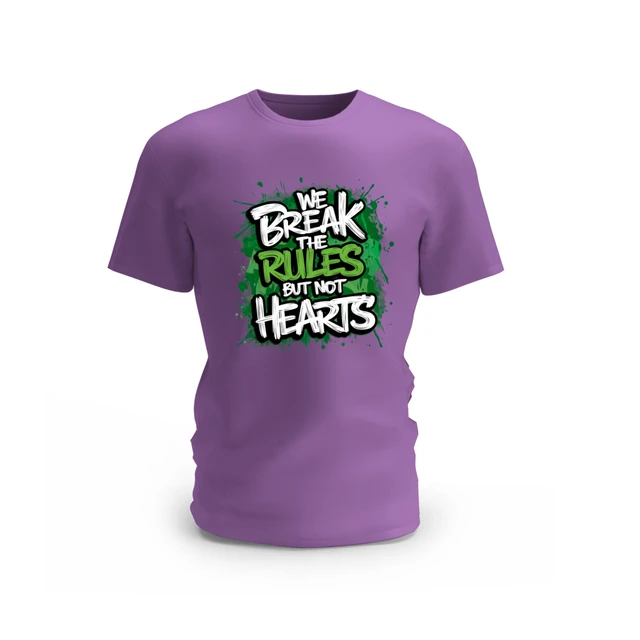 Trendy Togs We Break The Rule But Not Heart Cotton T-shirt - L, Purple