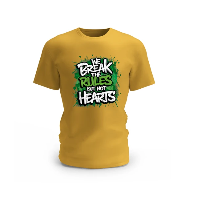 Trendy Togs We Break The Rule But Not Heart Cotton T-shirt - L, Yellow