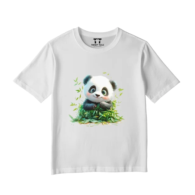 Trendy Togs White Panda Kid's Cotton T-shirt - 20, White