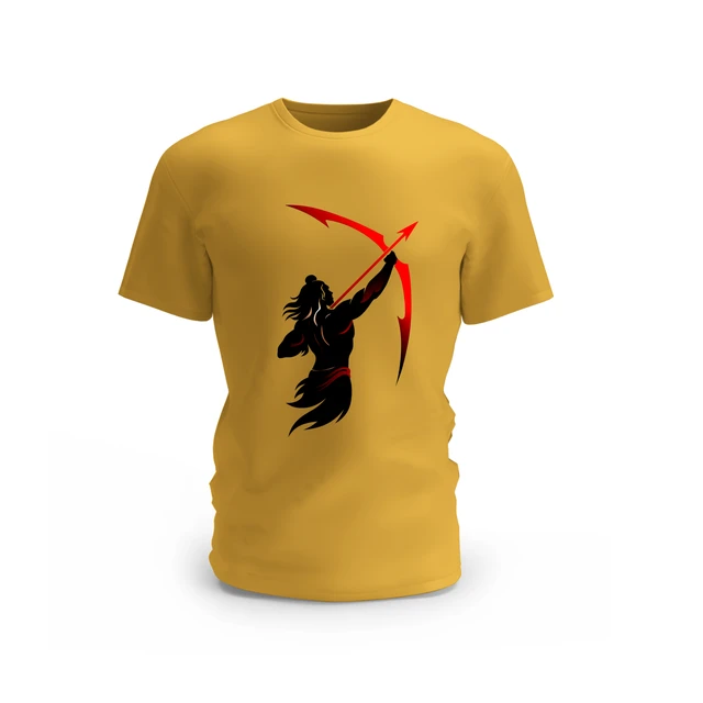 Trendy Togs Lord Rama's Arrow Design Cotton T-shirt - M, Yellow