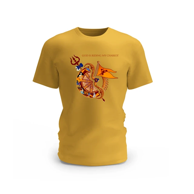 Trendy Togs God Is Riding My Chariot Graphic Cotton T-shirt - XL, Yellow