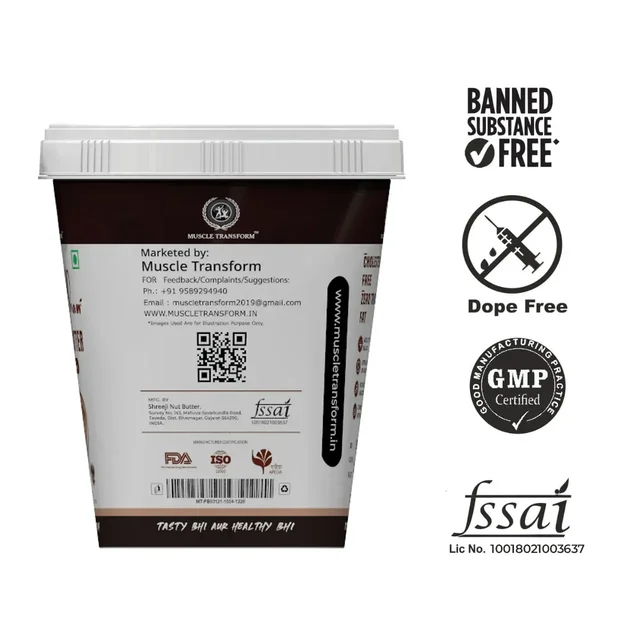 Muscle Transform Makkhan Peanut Butter | 100% Roasted Peanuts | High Protein Peanut Butter | Gluten Free, with Perfectly Roasted Peanuts - Chocolate Crunchy, 1 kg