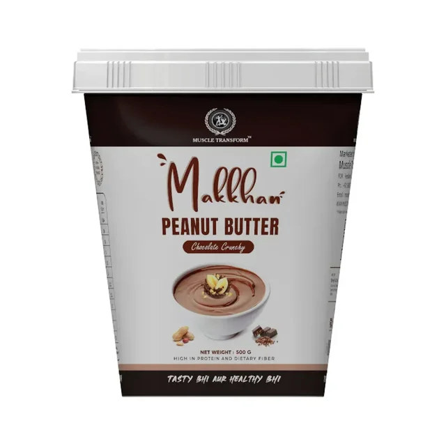 Muscle Transform Makkhan Peanut Butter | 100% Roasted Peanuts | High Protein Peanut Butter | Gluten Free, with Perfectly Roasted Peanuts - Chocolate Crunchy, 1 kg