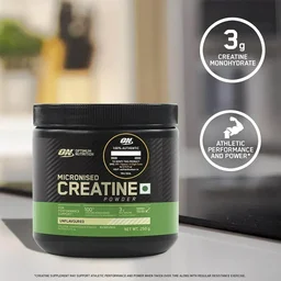 Optimum Nutrition (ON) Micronized Creatine Powder, 3g of 100% Creatine Monohydrate per serve, Supports Athletic Performance & Power, - 83 Servings, Unflavoured, 250gm