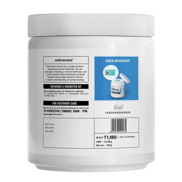 Wellcore Pure Micronised Creatine Powder For Enhanced Muscle Strength With Rapid Absorption | Creatine Monohydrate | Wellcore Creatine Flavoured - 83 Servings, Tropica Tango, 307gm