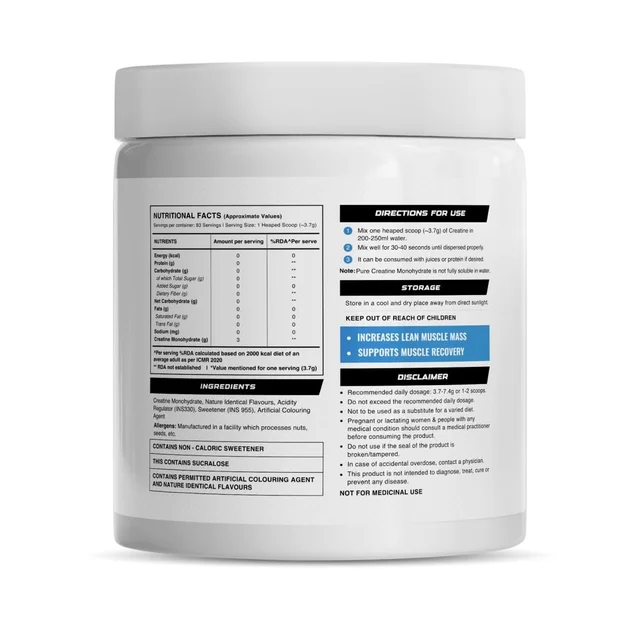 Wellcore Pure Micronised Creatine Powder For Enhanced Muscle Strength With Rapid Absorption | Creatine Monohydrate | Wellcore Creatine Flavoured - 83 Servings, Kiwi Kick, 307gm
