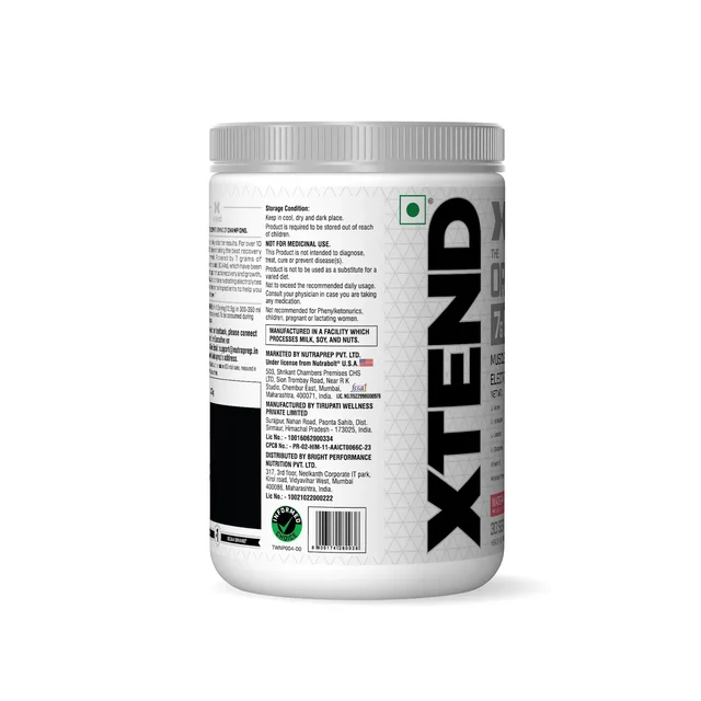 Xtend Scivation Bcaas Powder For Adults (Pre-Workout, 7G Bcaas, 0G Carbs,Sugar & Calories, 3.5 Leucine, 2.5G L-Glutamine, 1G Citrulline Malate) - 30 Servings - Blue Raspberry Ice, 402gm