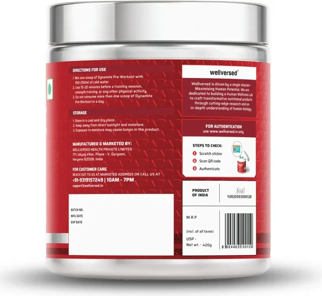 Dynamite Original Pre Workout For Men For Focus & Energy Boost With 6500mg Citrulline Complex | Preworkout Supplements For Men - 30 Servings, Fruit Blast, 420gm