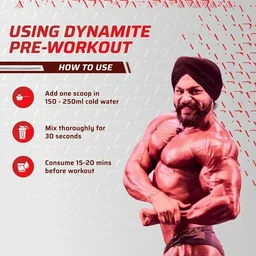 Dynamite Caffeine Free Pre Workout For Men | Stim Free | No Caffeine | 200mg Alpha GPC | 650mg Citrulline Complex | Ideal For Beginners | Pre Workout - 30 Servings, Green Apple, 390g