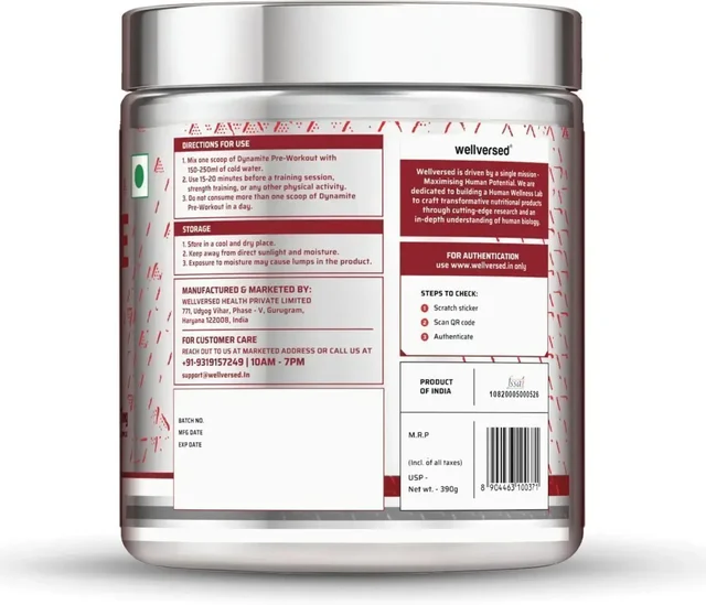 Dynamite Caffeine Free Pre Workout For Men | Stim Free | No Caffeine | 200mg Alpha GPC | 650mg Citrulline Complex | Ideal For Beginners | Pre Workout - 30 Servings, Green Apple, 390g