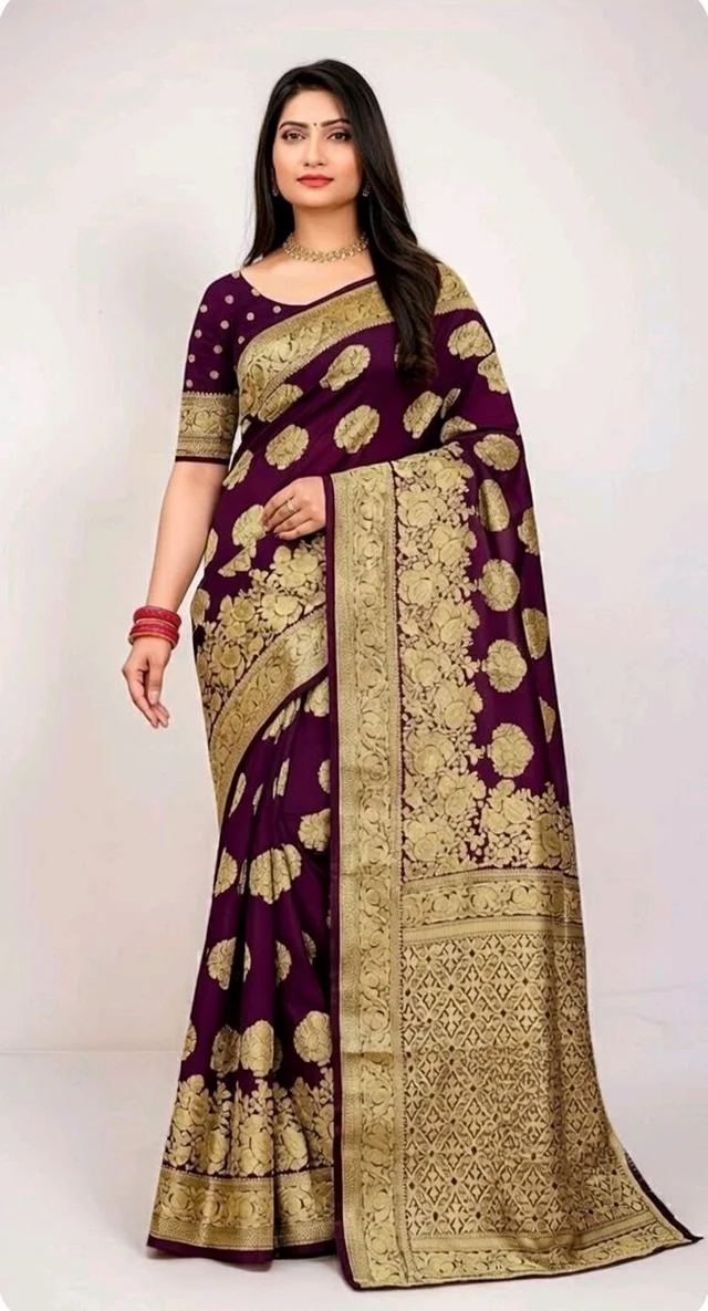 Jhamkudi Slik Saree with Blouse Piece – Traditional Stylish Saree for Women | Festive & Casual Wear - 5.5 miter, Morocco Brown