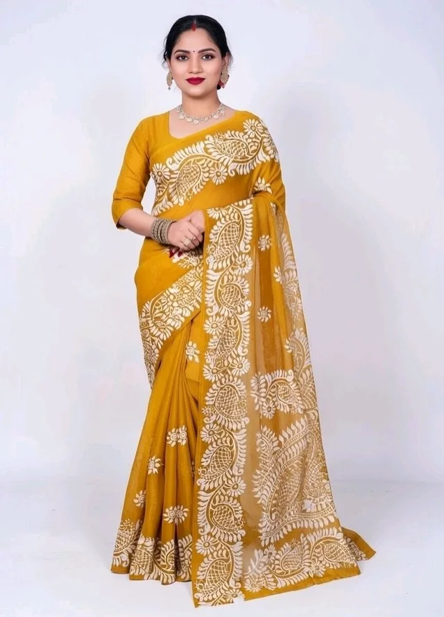 Pure Silk Saree in Yellow – Elegant Traditional Saree for Women | Party & Festive Wear - 5.5 miter, Gold