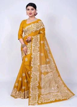 Pure Silk Saree in Yellow – Elegant Traditional Saree for Women | Party & Festive Wear - 5.5 miter, Gold