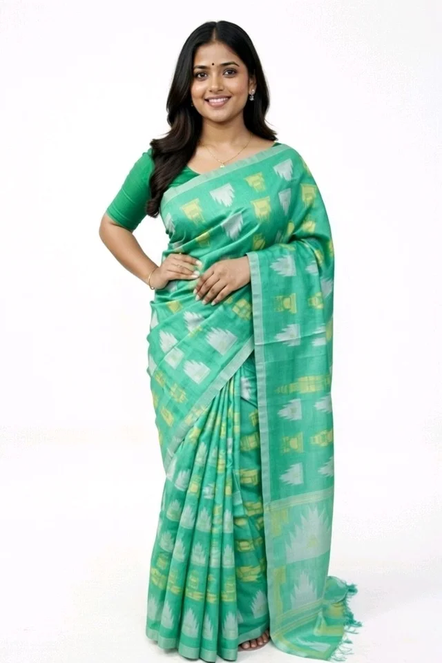 ROTH GUTI Cotton Saree – Elegant Light Teal Colour Cotton Saree - 5.5 miter, Teal