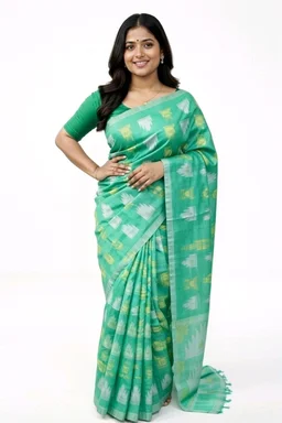 ROTH GUTI Cotton Saree – Elegant Light Teal Colour Cotton Saree - 5.5 miter, Teal