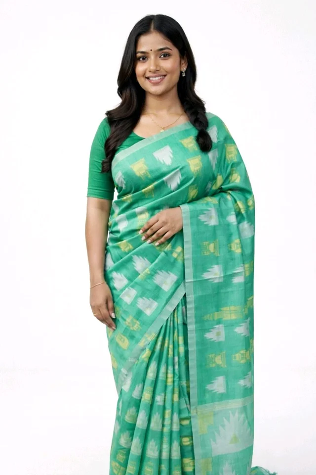ROTH GUTI Cotton Saree – Elegant Light Teal Colour Cotton Saree - 5.5 miter, Teal