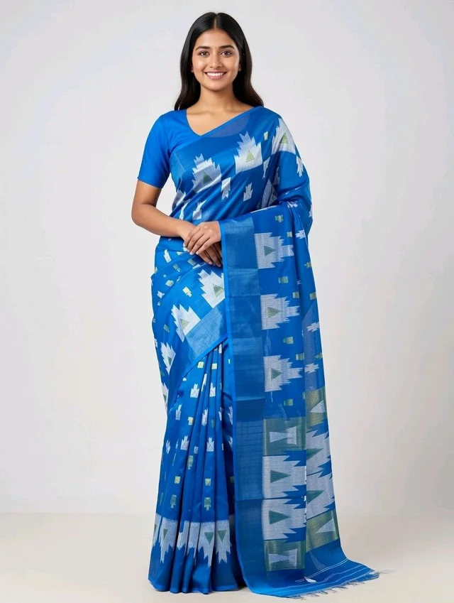 ROTH GUTI Cotton Saree – Elegant Sky Colour Cotton Saree - 5.5 miter, Azure Radiance