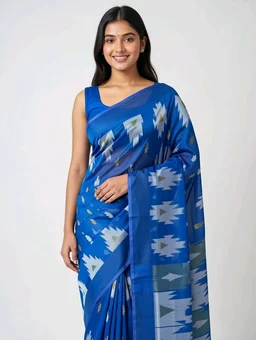 ROTH GUTI Cotton Saree – Elegant Sky Colour Cotton Saree - 5.5 miter, Azure Radiance