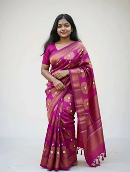 Jariful Soft Saree – Elegant Purple Colour Soft Fabric Saree - 5.5 miter, Purple
