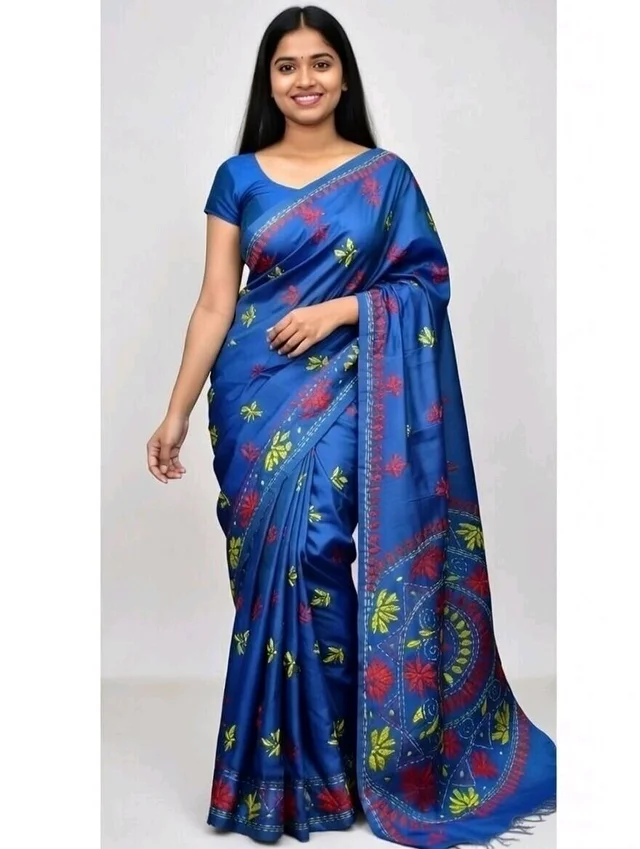 Silk Kathast Saree in Blue with Blouse Piece – Elegant Traditional Saree - 5.5 miter, Blue