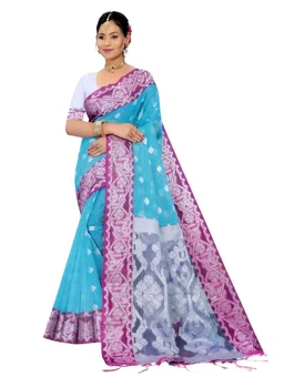Maslin Saree in Light Sky Colour with Blouse Piece – Elegant Traditional Saree - 5.5 miter, light sky