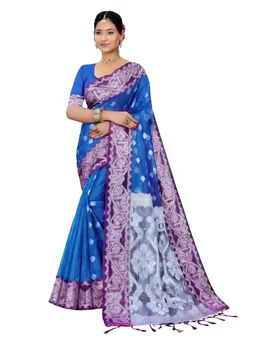 Maslin Silk Saree in Blue Colour with Blouse Piece – Elegant Traditional Saree - 5.5 miter, Gigas