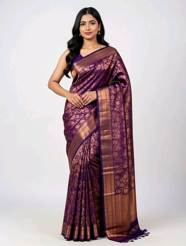 Satin Slik Saree in Bronze Gold with Blouse Piece – Elegant Party Wear Saree - 5.5 miter, Bronze Gold