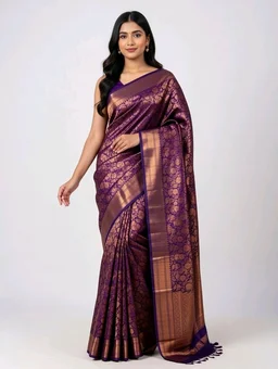 Satin Slik Saree in Bronze Gold with Blouse Piece – Elegant Party Wear Saree - 5.5 miter, Bronze Gold