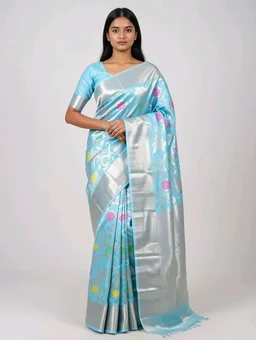 Maslin Slik Saree in Light Sky Blue Colour with Blouse Piece – Soft & Elegant Party Wear Saree - 5.5 miter, light sky blue