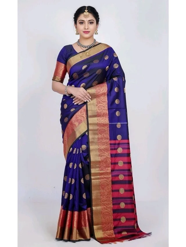 Katan Banarasi Silk Saree in Cherry Pie Colour with Blouse Piece - 5.5 miter, Cherry Pie
