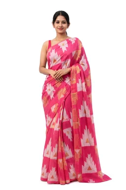 Roth Guti Saree in Hollywood Cerise Colour with Blouse Piece - 5.5 miter, Hollywood Cerise