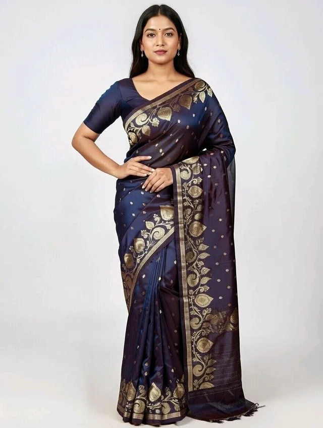 Sona Pakhi Saree in Dusty Magenta Colour with Blouse Piece - 5.5 miter, Dusty Magenta