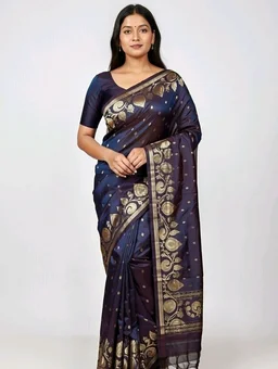 Sona Pakhi Saree in Dusty Magenta Colour with Blouse Piece - 5.5 miter, Dusty Magenta