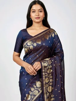 Sona Pakhi Saree in Dusty Magenta Colour with Blouse Piece - 5.5 miter, Dusty Magenta