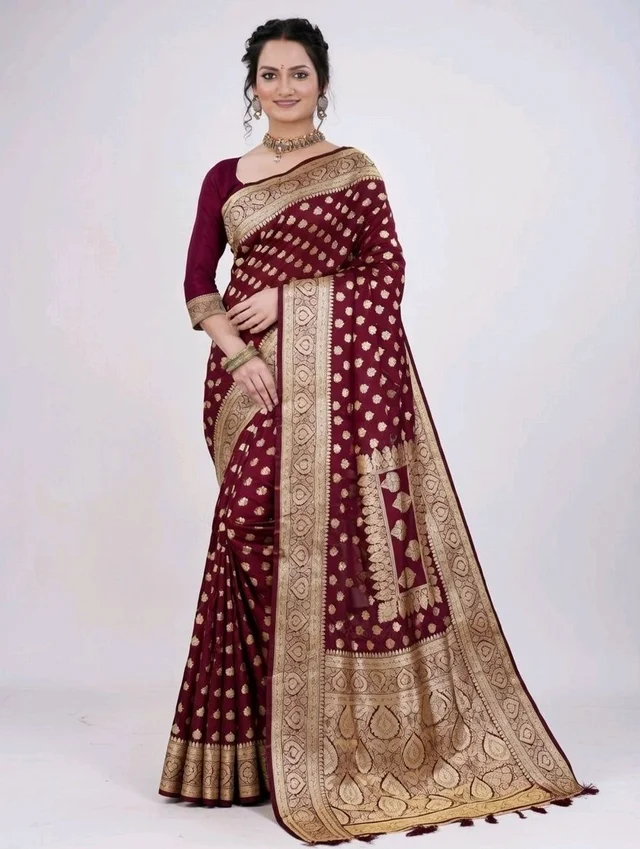 Party Fashion Saree | Nutmeg Wood Finish Colour | With Blouse Piece - 5.5 miter, Nutmeg Wood Finish